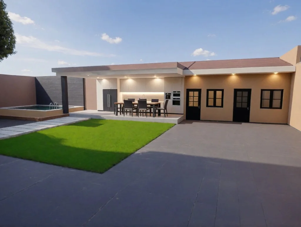 Projeto residencial com linhas técnicas de arquitetura